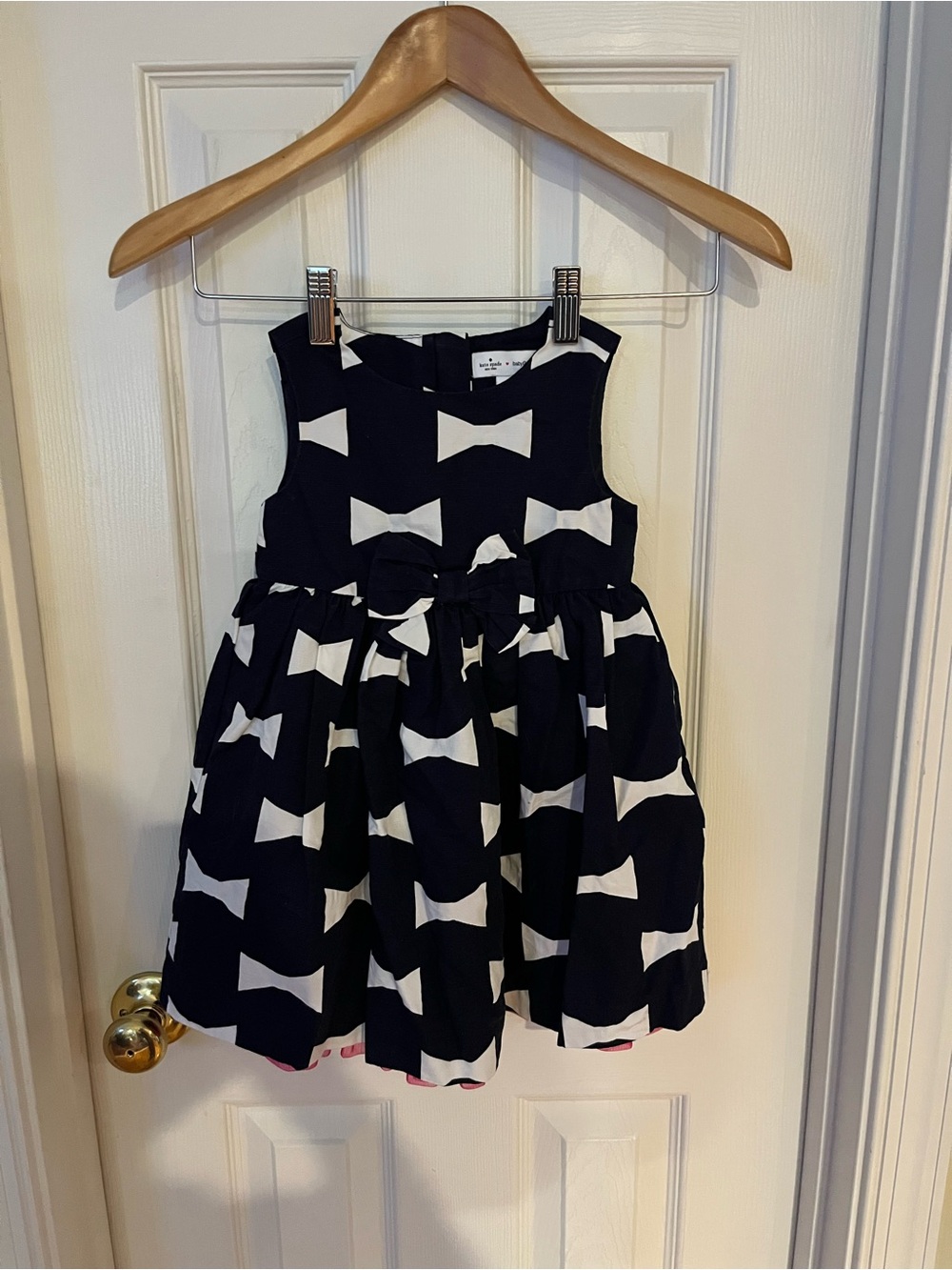 kate spade Navy and White Bow-Print Sleeveless Party Dress